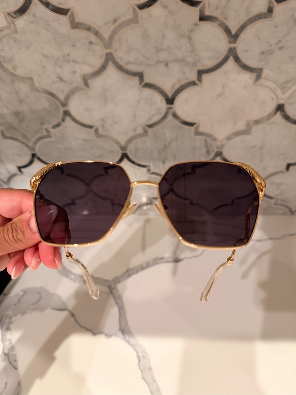 Roberto Cavalli Gold Frame Sunglasses with Burgundy Lenses - Picture 5 of 6
